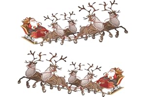 Set of 2 Small Santa Sleigh and Reindeer Full Colour Window Cling Sticker. Christmas Window Decorations by Stickers4 (Small)
