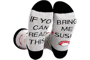 FGFD&OU Calcetines Hombre Mujer de Algodón Calcetines Divertidos Originales Casual Unisexo Regalo para Navidad Calcetines Fantasía con Texto IF YOU CAN READ THIS, BRING ME BAOG/POPCORN/SUSHI/DONUTS