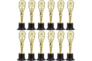 Juvale Małe trofea zwycięzcy (zestaw 12 sztuk) – jako nagroda dla fanów filmów, twórców filmów, kamerzystów, jako dekoracja na wieczory filmowe, imprezy tematyczne, tworzywo sztuczne, kolor złoty,