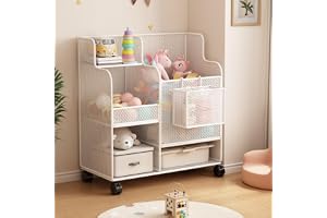 Fohome Kids Toy Storage Organizer – Baby Bookshelf with Toy Storage Rack, Durable & Safe Toy Storage for Kids Rooms, Living Room and Nursery, Montessori Toy Organizer, White