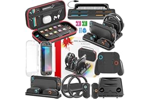 Gersker 10 en 1 Kit d'Accessoires Complet pour Switch 2, Étui de Transport, Station de Charge Manette, Volants de Jeu, Station Organisatrice, Coque de Protection et Clip,Stockage et Organisateur