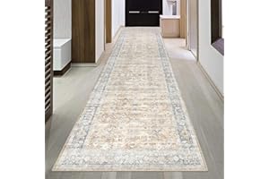 Homcomodar Distressed Hallway Rugs 65x240cm Extra Long Runner Rug for Entryway Vintage Kitchen Rug Runner Boho Carpet Runner Bedroom Rugs for Laundry Besides(Brown)