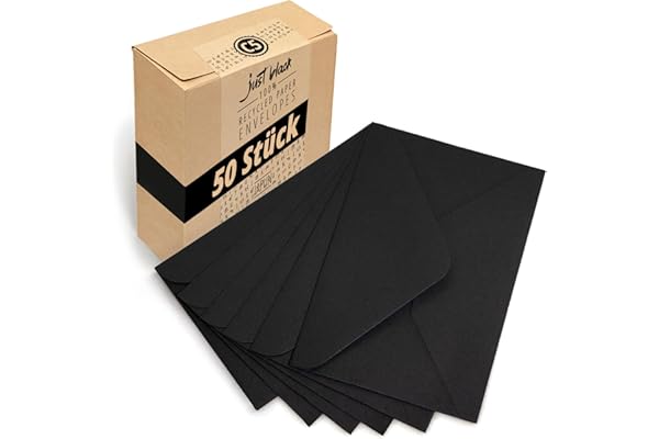 Japun - sobres (50 piezas) de papel, sobre sin ventana - DIN C5-220 x 156 mm - negro