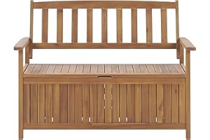 Beliani Banc de Jardin avec Coffre de Rangement Ultra Pratique en Bois d'Acacia Narurel et Résistant Idéal pour Organiser Votre Espace Extérieur
