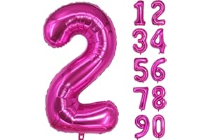 JARTTY Palloncino Numero 2 Fucsia Fuxia (102cm), Palloncini Compleanno 2 Anni, Numeri Gonfiabili Compleanno Grandi, Palloncino Numero Foil Gigante