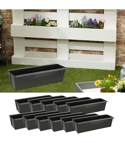 Jardinières Pour Palettes Européennes - Lot De 2, 4, 6... - 37 Cm, Plastique PP, Trous De Drainage - Balcon, Terrasse