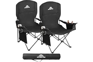 Vivo Technologies Set ot 2 Folding Camping Chair with Cooler Bag Lightweight Foldable Chairs Fishing Chair with Cup Holder and Side Pocket 120kg Load Capacity for Outdoor, Fishing, Picnics and Travel