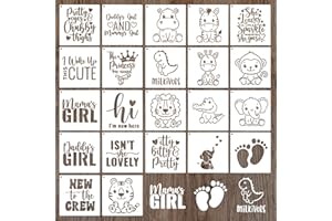 NQEUEPN 22stk Baby-Schablonen zum Malen, Babyparty-Schablonen zum Bemalen von Stoffen Babyparty für Baby-Strampler Dekorationsset Basteln Lätzchen Body Tasche Hemd Schuhe