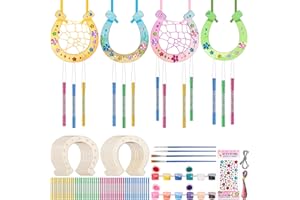 ABOVE ZERO Campanelli a Vento per bambini, 16 Pezzi Ferro di Cavallo Legno, Attività Creativa per Bambini, Decorazione a Mano del Vento Verniciabile fai da te, Regalo di Compleanno per Ragazze Ragazzi…