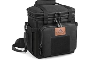 HSHRISH Borsa Termica Porta Pranzo, Borse Frigo a Tracolla per Picnic Isolate Tattiche All'aperto, Grande 10L/15L Regolabile Sport Borse per Uomo Donna, Borsa Porta Pranzo Da Ufficio,Nere