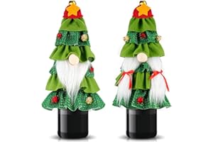 COIKES Fundas para botellas de vino de gnomo de Navidad, fundas para botellas de vino de Navidad, hechas a mano, gnomos suecos, decoración de botellas de vino, bolsas de botellas de Navidad para decoraciones