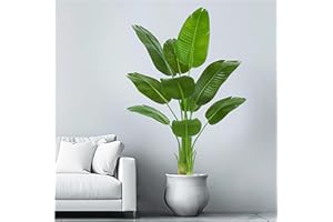 FSOHOI Albero Artificiale 150m Uccello del Paradiso, Pianta Artificiale PE Banano Artificiale, Pianta Finta da Interno, Palma Tropicale Albero Verde Finto con Vaso per la Decorazione della Casa Soggiorno
