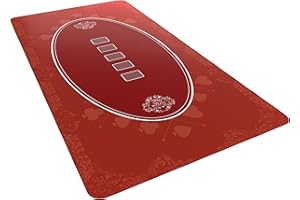 Bullets Playing Cards Tappetino da Poker di Design, Rosso, 160 x 80 cm, per Il Proprio Tavolo da Poker – Deluxe Panno
