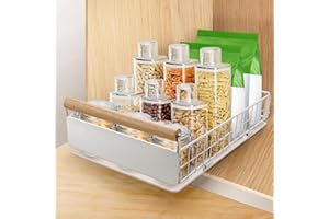 AirOpen Cassetto Estraibile Cucina，Cestelli Estraibili per Cucina in Acciaio al Carbonio di alta Qualità, Cassetto Telescopico ultra Silenzioso, 40 cm x 23 cm x 11 cm Bianco