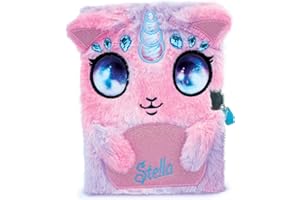 Nebulous Stars 12512 - Journal Intime en Peluche Stella, 21 x 16 cm, Journal Intime Rose/Lilas avec Cadenas en Forme de cœur, au Design Adorable d'animaux en Peluche, avec Licorne