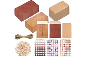 100 pcs Coin Envelopes, CNYMANY Seed Saving Envelope Kraft Small Envelope Stamp Storage Packet Envelopes with 33ft/10m Jute Twine + 100 Clips + 150 Sealing Stickers for Garden Office School