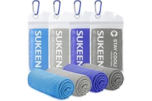 SUKEEN Confezione da 4 asciugamani rinfrescanti (101.6x30.5 cm), asciugamano per ghiaccio, morbido e traspirante, asciugamano in microfibra per yoga, sport, corsa, fitness, allenamento e altre attività