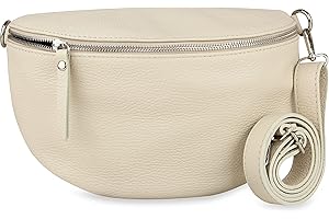 Frentree® Damen Echtleder Umhängetasche, Made in Italy, Crossbody Tasche Schultertasche mit silbernem Reißverschluss, Größe MAXI