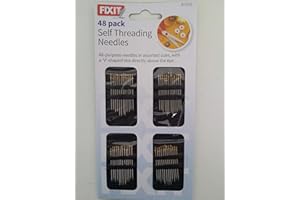 FIXIT Self Threading Needles Easy Thread Threader Simple Safety Sewing Dressmaker Hand 48pc