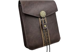 XDGBGFN Medieval Belt Bag Medieval Bag Vintage Medieval Viking Style Belt Bag Leather for Cosplay, Rock Party, Game Party, Carnival, brown, vintage