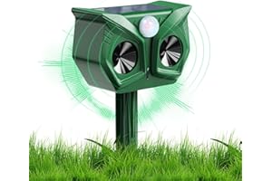 LYSUMURL Cat Repellent for Gardens UK, USB & Solar Powered Garden Cat Deterrents, Ultrasonic Animal Repellent Outdoor Waterproof Cat Scarers with Motion Sensor for Fox Squirrels Pigeons Rodents