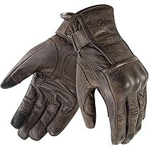 Guanti Da Moto Estivi Vintage Cafe Race Custom Pelle Tessuto Da Uomo - Foto 2