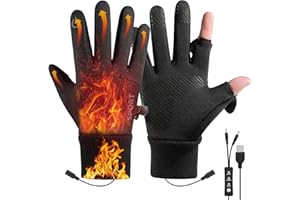 Snorthy Guantes Calefactables USB, Guantes Calefactables con 3 Niveles de Temperatura Guantes Eléctricos Calientamanos para el Frío Invierno Guantes Antideslizantes Manopla Portátil para Hombre Mujer