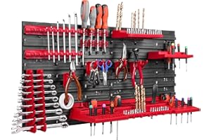 ‎BOTLE Regał ścienny 78 x 39 cm, uchwyty na narzędzia, regały do przechowywania, bardzo mocne, wysuwana półka na warsztat, półka do przechowywania, półka ścienna warsztatowa, półka do przechowywania