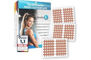 MEDIWONDER HEALTH CARE MediWonder Gitterpflaster Gittertape klein groß 40 Stk. [Testsieger] | verschiedene Größen, inkl E-Book, hautfreundlich | Cross Tape Akupressur Pflaster Akupunkturpflaster gegen Schmerzen - L