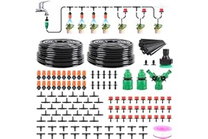 LASTOOLS Garten Bewässerungssystem, 98FT/30M Tropfbewässerung System Kits mit 1/4 Zoll Blank Verteilung Schlauch, automatische Bewässerung Ausrüstung Set für Patio Lawn