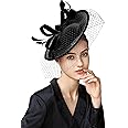 BABEYOND Tea Party Fascinator Hat Kentucky Derby Fascinator Headband Pillbox Hat (Black)