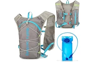 CESHMD Chaleco para correr para hombre y mujer, chaleco de correr con bolsa de hidratación de 2 litros, chaleco de correr, mochila reflectante con soporte para teléfono móvil, paquete de hidratación para