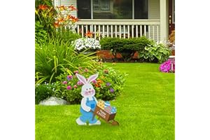 GLÜCKSVOGEL Osterhase Osterdeko Hase Gartendeko Figur Vintage Frühling Gartenstecker Osterstecker Handmade Garten Stecker Deko Ostern Hase Werbeschilder Gartenschilder für draußen drinnen (NJ-B, One Size)