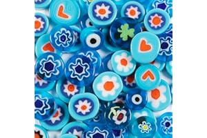 LUSSO LIA Coloured Glass Millefiori Pebbles Mosaics for Arts and Crafts 50 Grams (Turquoise)