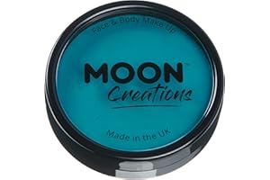 Moon Creations Pro Gesichts- und Körper-Make-up, professionelle Farbfarben-Kuchentöpfe für Gesichtsfarbe, Kostüme, Feste, Halloween für Kinder, Erwachsene (Blaugrün, 36 g)