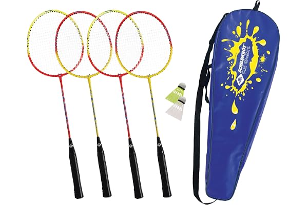 Schildkröt Set de Badminton pour 4 Joueurs, 4 Raquettes, 3 Volants, dans Un Sac de Transport