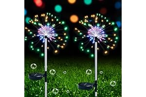 ZVO Luces Solares de Fuegos Artificiales, 2 Unidades 150 LED Luces Hadas Starburst, 2 modos Lámparas Solares para Jardín Impermeables para Jardín, Camino, Navidad, Césped, Boda (Multicolor)