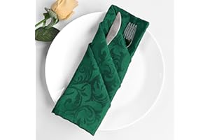 Trimming Shop Kitchen Dining Table Napkins [10 Pack, Green] 20" x 20" 100% Polyester Premium Quality, Hemmed Edges, Washable Reusable Dinner Cloth Napkin for Home Restaurant Wedding Christmas Party