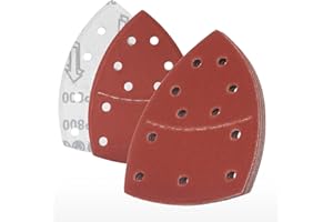 YoiYee Mouse Detail Sandpaper Ultra-Fine Grit P800/1000/1500/2000, 20PCS Hook & Loop Aluminium Oxide Sheets for Precision Sanding, Polishing, Model Making