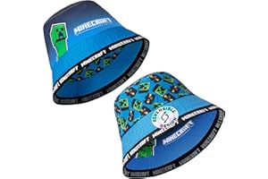 Minecraft Fischerhut Kinder Jungen Bucket Hat für Sommer, Urlaub, Strand - Gamer Geschenke für Jungs