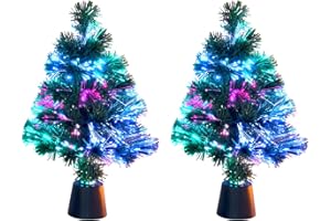 ‎LUNARTEC Lunartec Weihnachtsbaum: 2 Deko-Tannenbäume, dreifarbige LED-Beleuchtung, Batteriebetrieb, 45cm (Mini Tannenbaum, Kleiner Weihnachtsbaum, Weihnachtsbaumbeleuchtung kabellos)