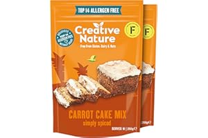 Gluten Free Cake Mix | Creative Nature Vegan Carrot Cake Mix | Gluten Free, Nut Free, Dairy Free Baking Mix | Top 14 Allergen Free | Vegan Gift | Holiday Baking Kit | 2 Pack