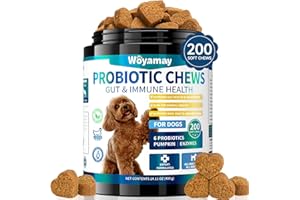 Woyamay Probioticos Perros, Probióticos para Perros, 200 Masticables Suaves con Sabor a Pollo, Favorece el Equilibrio Intestinal, Comodidad de la Piel, Cuidado Digestivo para Todos los Perro