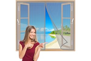 TOPZXL Moustiquaire Fenêtre Magnetique 60x140 cm Facile à Installer Fermeture Automatique Moustiquaire Fenetre Animaux AcceptéS pour Couloirs, Fenêtres Gris Z
