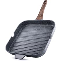 NutriChef Poêle à griller carrée en fonte antiadhésive de 28,9 cm