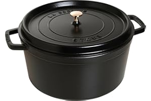 STAUB Cast Iron Roaster/Cocotte, Round, Black, 34 cm, 12.6 L