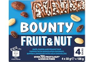Bounty Fruit & Nut Milk Chocolate Snack Bars Multipack 4 Bars x 32g