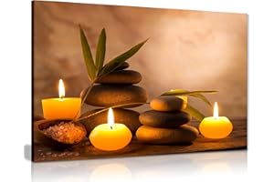 PANTHER PRINT Aromatic Candles & Zen Stones Canvas Wall Art Picture Print (24x16in)