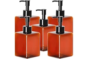 ‎YOUNGEVER Youngever 5 Pcs Amber Plastic Pump Bottles Refillable Plastic Pump Bottles for Lotions Shampoo (360ml)