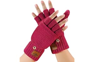 CHENMEI Gants d'hiver pour Hommes Femmes - Gants Demi Doigts Convertibles,Chaud Mitaines,Gants sans Doigts Doublés en Alpaga,Gants d'hiver à Écran Tactile,pour Hommes et Femmes Intérieur et Extérieur